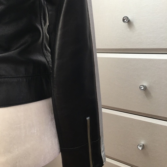 Unique sexy Bebe leather moto jacket size small color block zipper snaps pockets - Picture 10 of 16